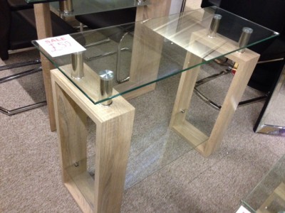 Sonoma oak effect and glass console table