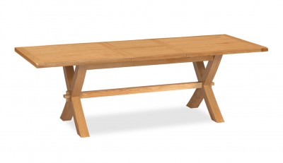 Oak cross leg extending dining table 6-8 seat