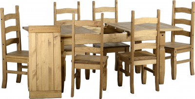 Corona Mexican pine extending dining set with 6 chairs