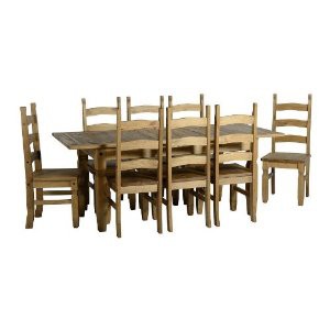 Corona Mexican pine extending dining set with 8 chairs