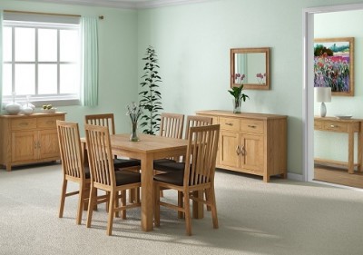 Tuscan oak compact extending dining set with 4 chairs