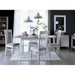 Scandinavian oak and grey 4ft extending dining table with 4 chairs