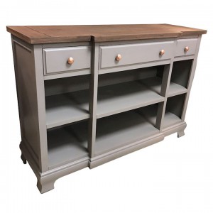 Ashton walnut and grey 3 drawer low bookcase