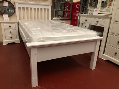 Bronte solid white wooden single bed low foot