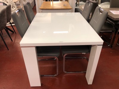 White gloss large dining table