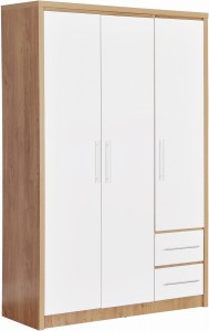 Seville white 3 door 2 drawer wardrobe