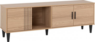 Tessa Oak effect large 3 door TV unit W160xD40xH55cm