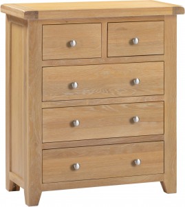 Wellington oak 2 over 3 drawer chest