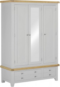 Wellington grey 3 door wardrobe W130xD56xH190cm