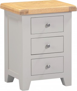 Wellington grey 3 drawer bedside W47xD37xH62cm