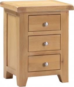 Wellington oak 3 drawer bedside W47xD37xH62cm