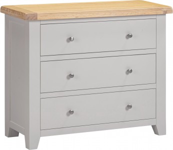 Wellington grey 3 drawer chest of drawers W97xD40xH81cm