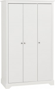 Sierra matt white 3 door wardrobe W112xD54xH188cm