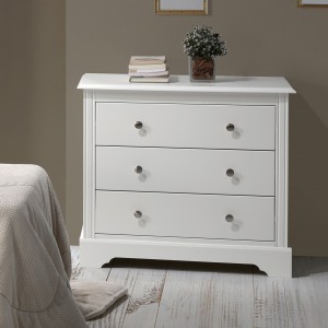 Sierra matt white 3 drawer chest of drawers W80xD40xH71cm