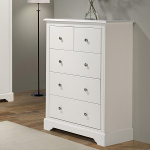 Sierra matt white 2 over 3 drawer chest of drawers W80xD40xH110cm
