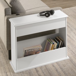 Sierra matt white sofa end table W70xD29xH59cm