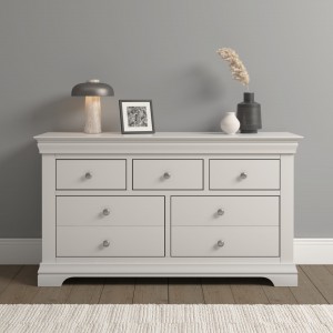 French grey wide chest of drawers W139xD43xH78cm