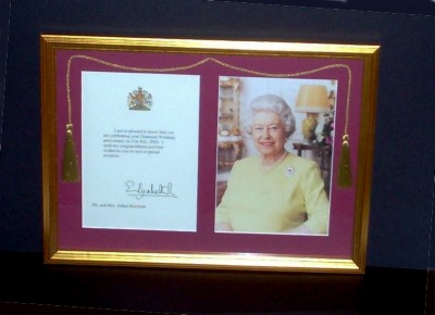 Framed Telegram from the Queen