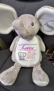 Elephant Teddy, Embroidered to the tummy