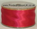 Red satin ribbon with Gold lurex edge