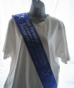 Royal Blue 100mm wide adult sized bespoke personalised printed sash