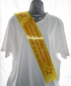Yellow 100mm adult sized satin bespoke personalised printed sash