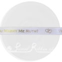 15mm white personalised cutom printed bespoke double faced satin ribbon 25m roll