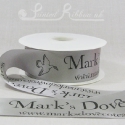 50mm wide silver corporate custom printed double faced satin ribbon 50m roll