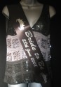 Black personalised printed satin sash for bride to be with hen night date