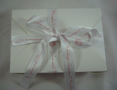 GR25WHTE5M 5M Length 25mm wide WHITE Personalised Printed Satin Ribbon for Wrapping Presents