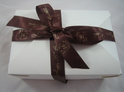 GR25CFFE5M 5M Length 25mm wide BROWN Personalised Printed Satin Ribbon for Wrapping Presents