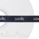personalised printed corporate or message double faced satin 15mm wide navy blue satin ribbon 50m roll