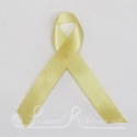 YELLOW plain double faced satin woven awareness ribbon / cause ribbon / charity ribbon and pin attachment