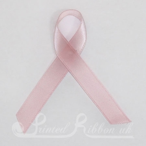 PALEPINKPLARIBPIN10 Pack of 10 PALE PINK / BABY PINK Plain d/f Satin Awareness ribbons with pin attached