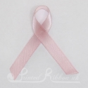 PALE PINK / BABY PINK plain double faced satin woven awareness ribbon / cause ribbon / charity ribbon and pin attachment