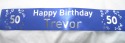 50th birthday personalised printed satin ribbon banner royal blue