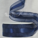 38mmNavy blue organza satin stripe ribbon