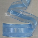 38mm Baby Blue Organza satin stripe ribbon - 25m roll GIO368 Blue 611