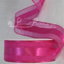 38mm Fuchsia organza satin stripe ribbon - 25m roll - GIO368 Hothouse 479