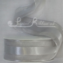 38mm Silver organza satin stripe ribbon - 25m roll GIO368 Silver