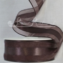 38mm organza ribbon with satin centre stripe 25m roll - GIO368 Brown 179