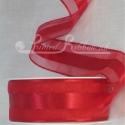 38mm Bright red organza satin stripe ribbon - GIO368 Red849