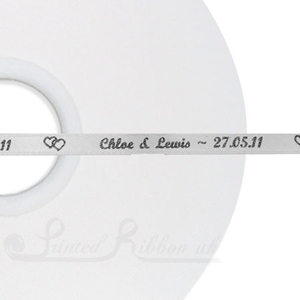 PW7WHTE50M WHITE 7mm Personalised Printed wedding ribbon - 50m roll
