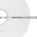 50m roll of WHITE Personalised Printed Custom Satin Ribbon for Wedding favour gifts