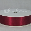 25mm Merlot burgundy plain satin ribbon