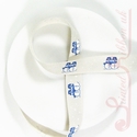 Snowmen printed in White & Blue on 15mm White Herringbone Ribbon