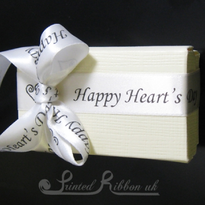 VP15SWHT25M 15mm White Valentine's Day Printed Ribbon - 25m roll - Special Offer