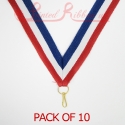 Striped Blue, White, Red Medal ribbon pack of 10