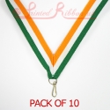 Striped Green, White, Orange Medal ribbon pack of 10
