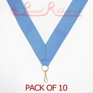 MEDALRIB_LBLUE10PK LIGHT BLUE Medal ribbon with ring & clip - Pack of 10